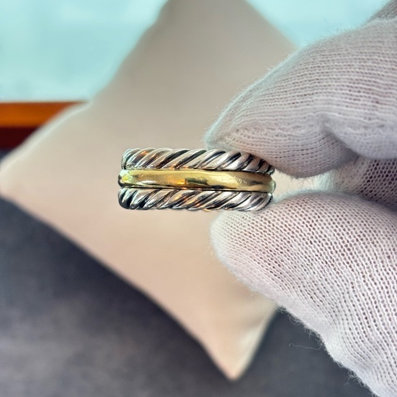 David Yurman 925 & 18k Gold Unisex Classic Cable Ring 10 - Picture 6 of 8